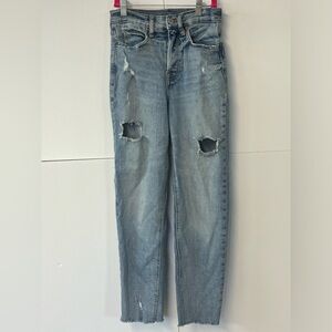 Old Navy Extra High Rise Sky-Hi Straight Secret Smooth Pockets Distressed. Sz 0